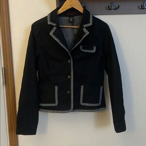 Kikit Women's Dark Jean Jacket, pockets, buttons size medium